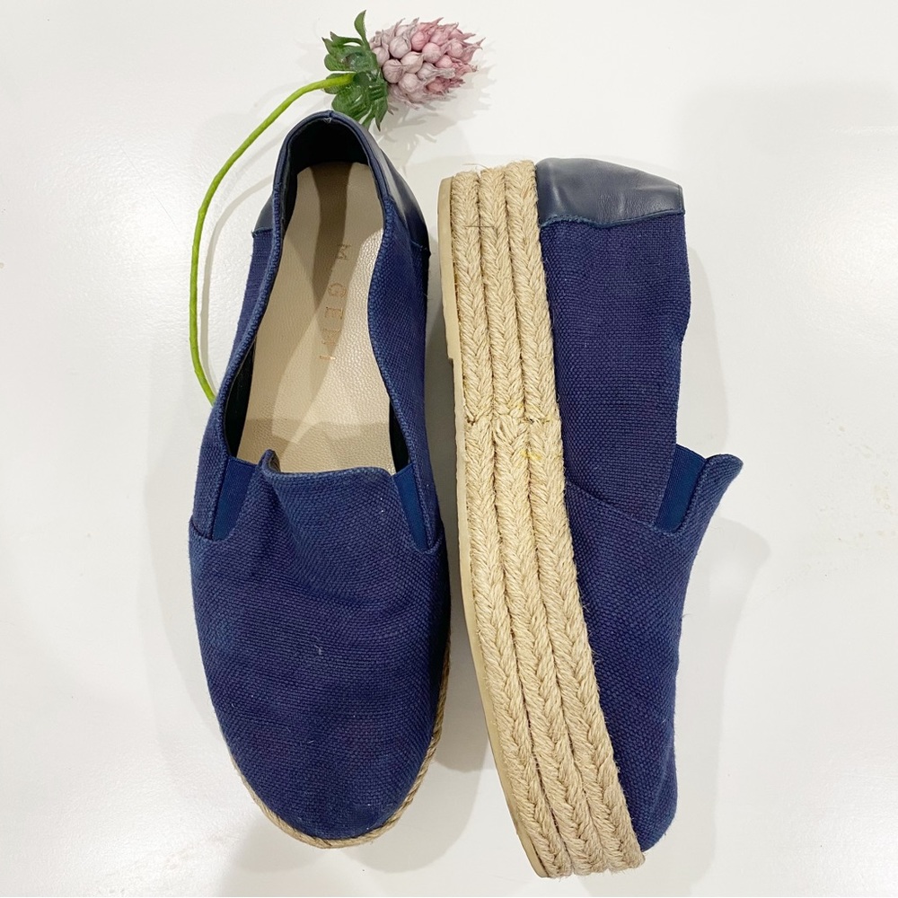 M.GEMI Navy Blue Tela Platform Espadrilles Slip-on Loafers Size 39/8 US